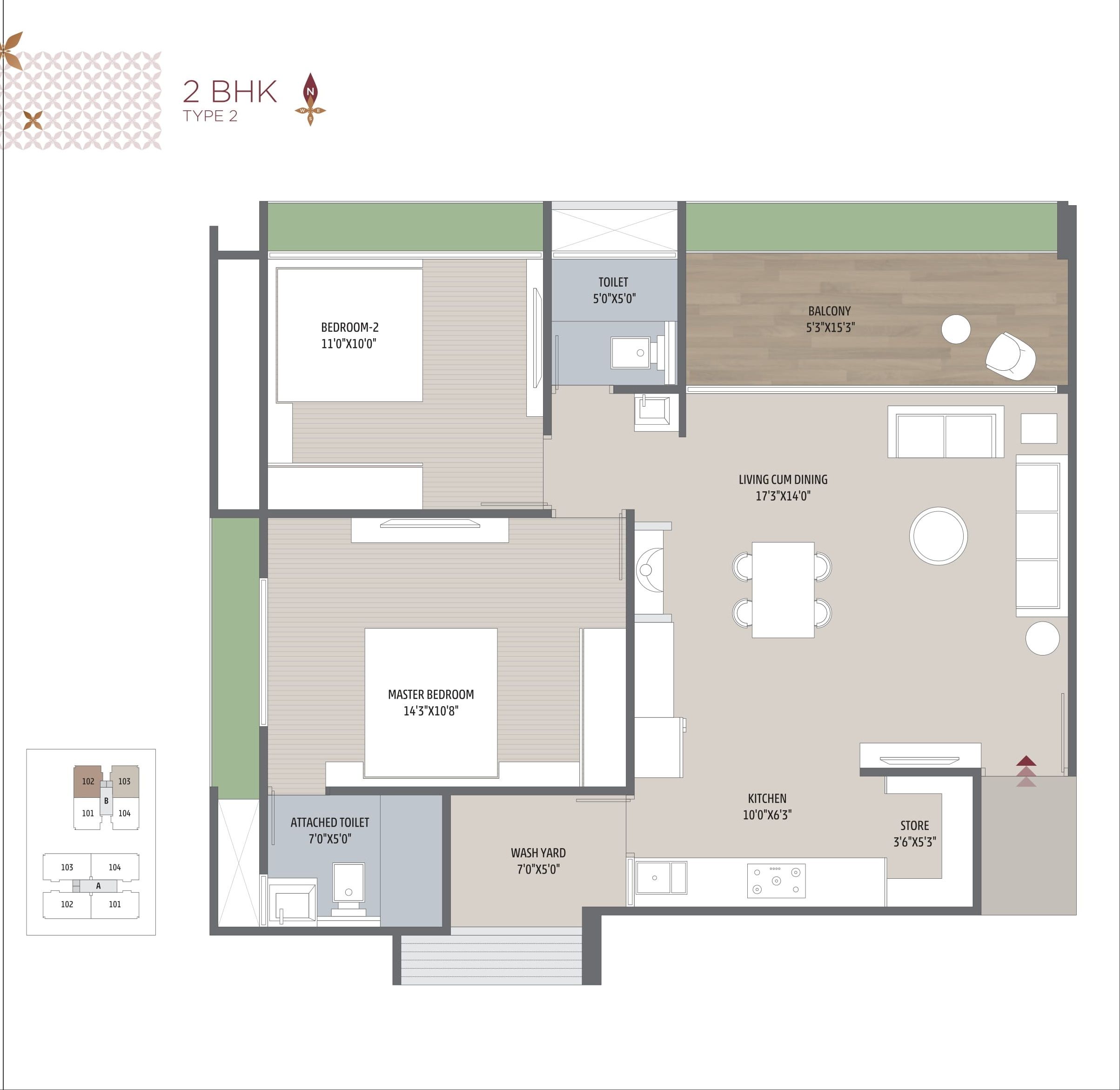 Unit plan - 846 sq.ft.
