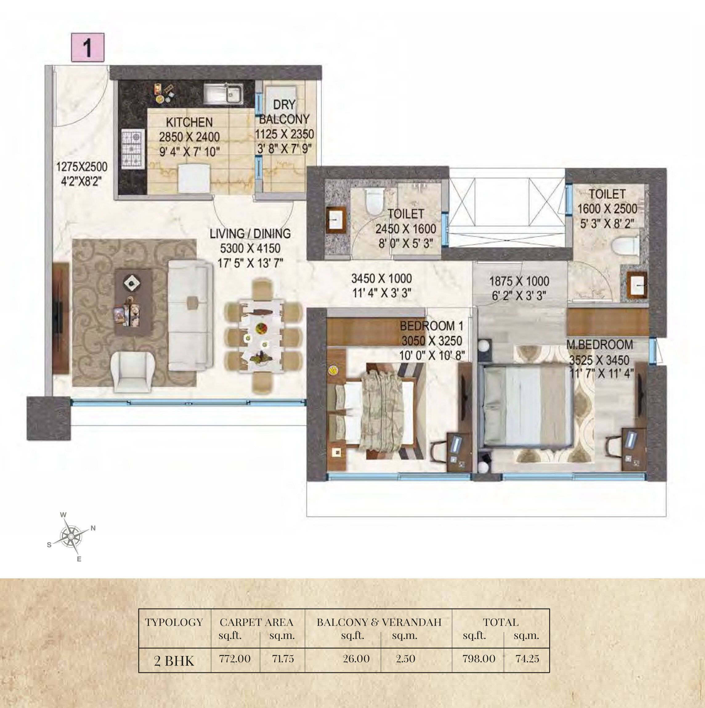 Unit plan - 800 sq.ft.