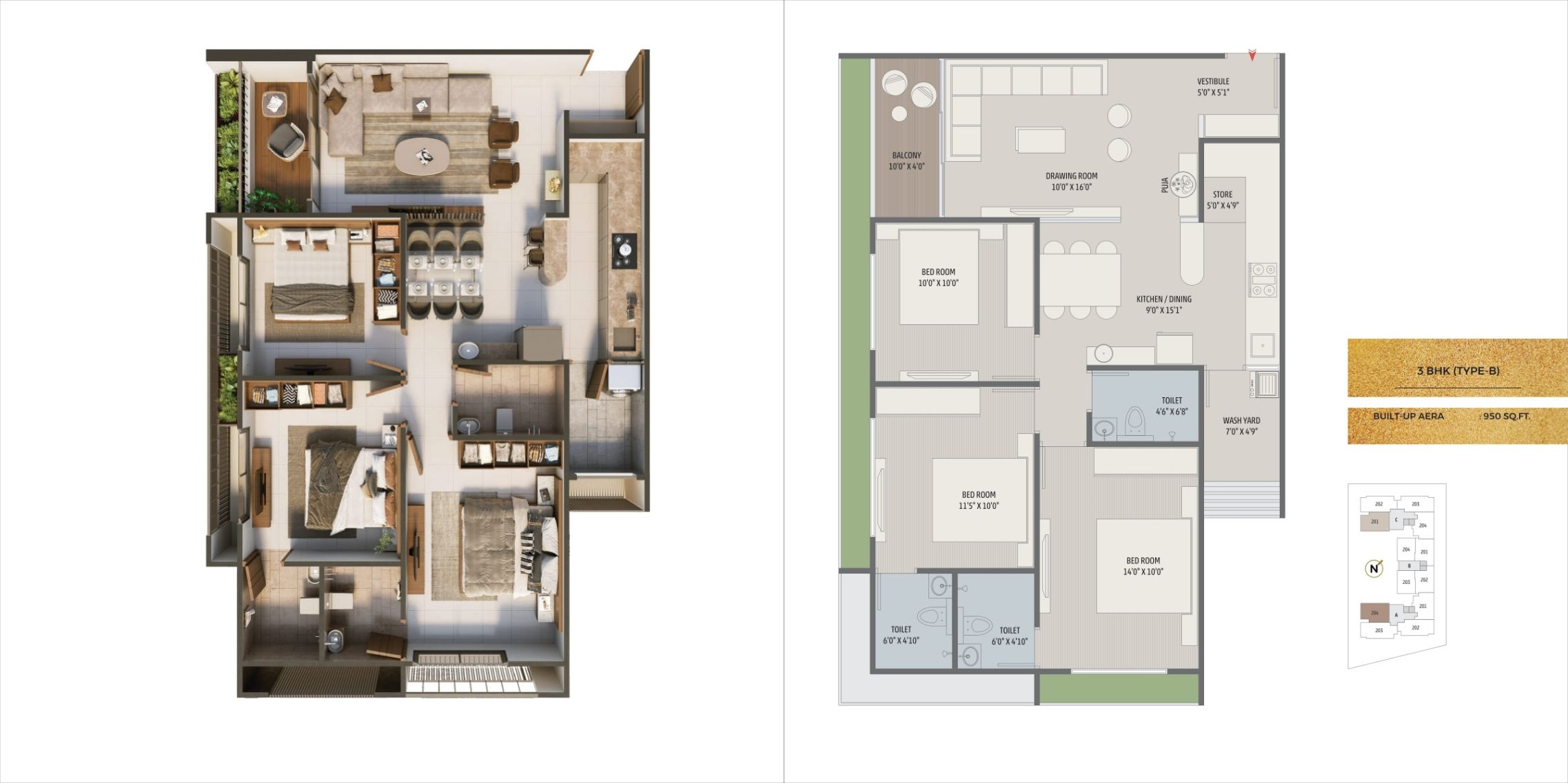 Unit plan - 949 sq.ft.