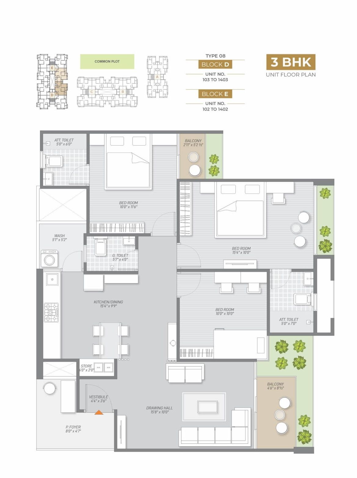 Unit plan - 965 sq.ft.