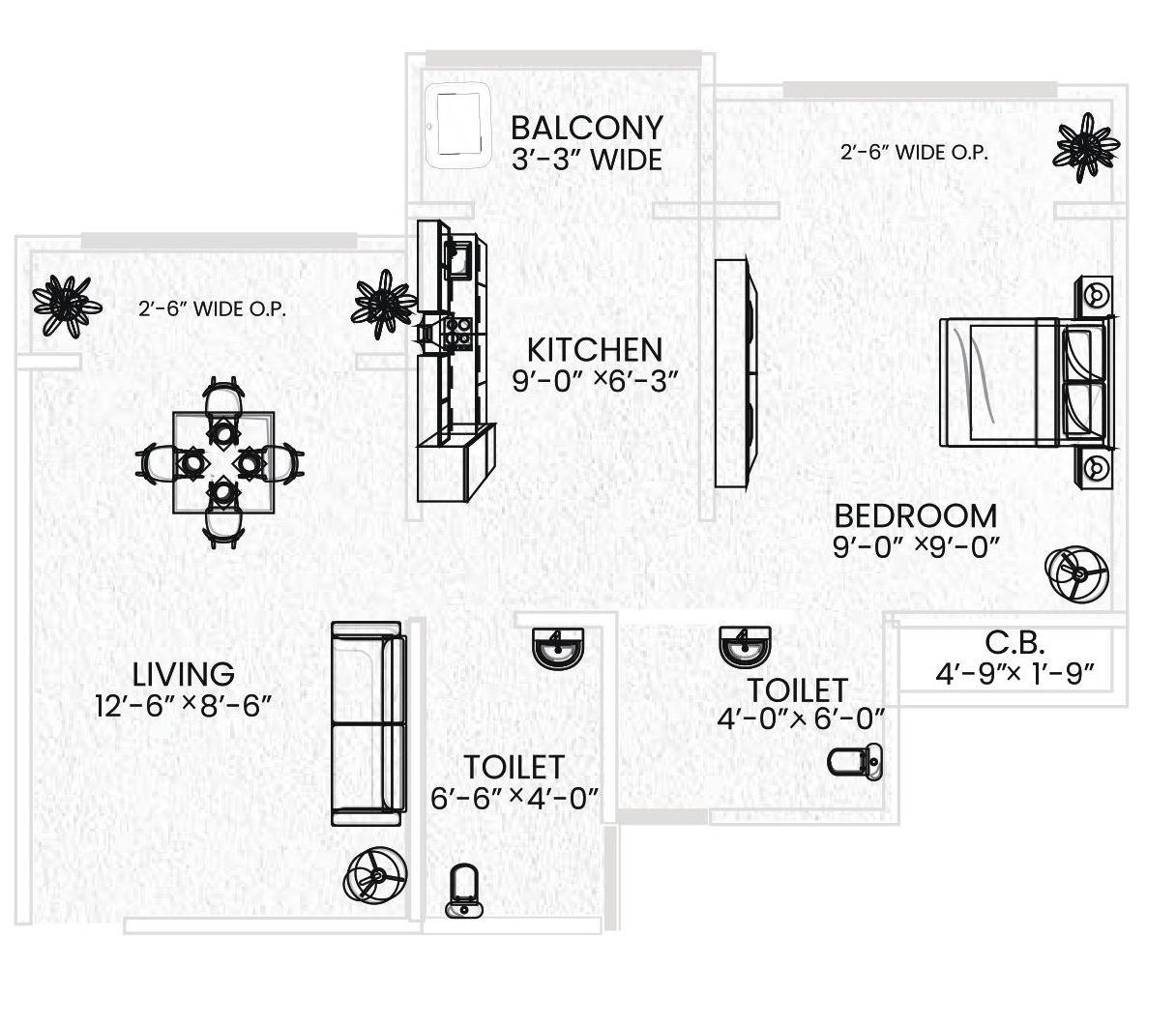 Unit plan - 384 sq.ft.