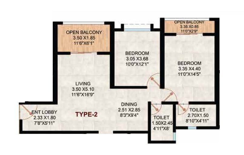Rachana Bella Casa Royale phase 3 Unit plan - 956 sq.ft.
