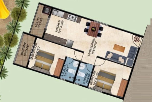 Unit plan - 761 sq.ft.