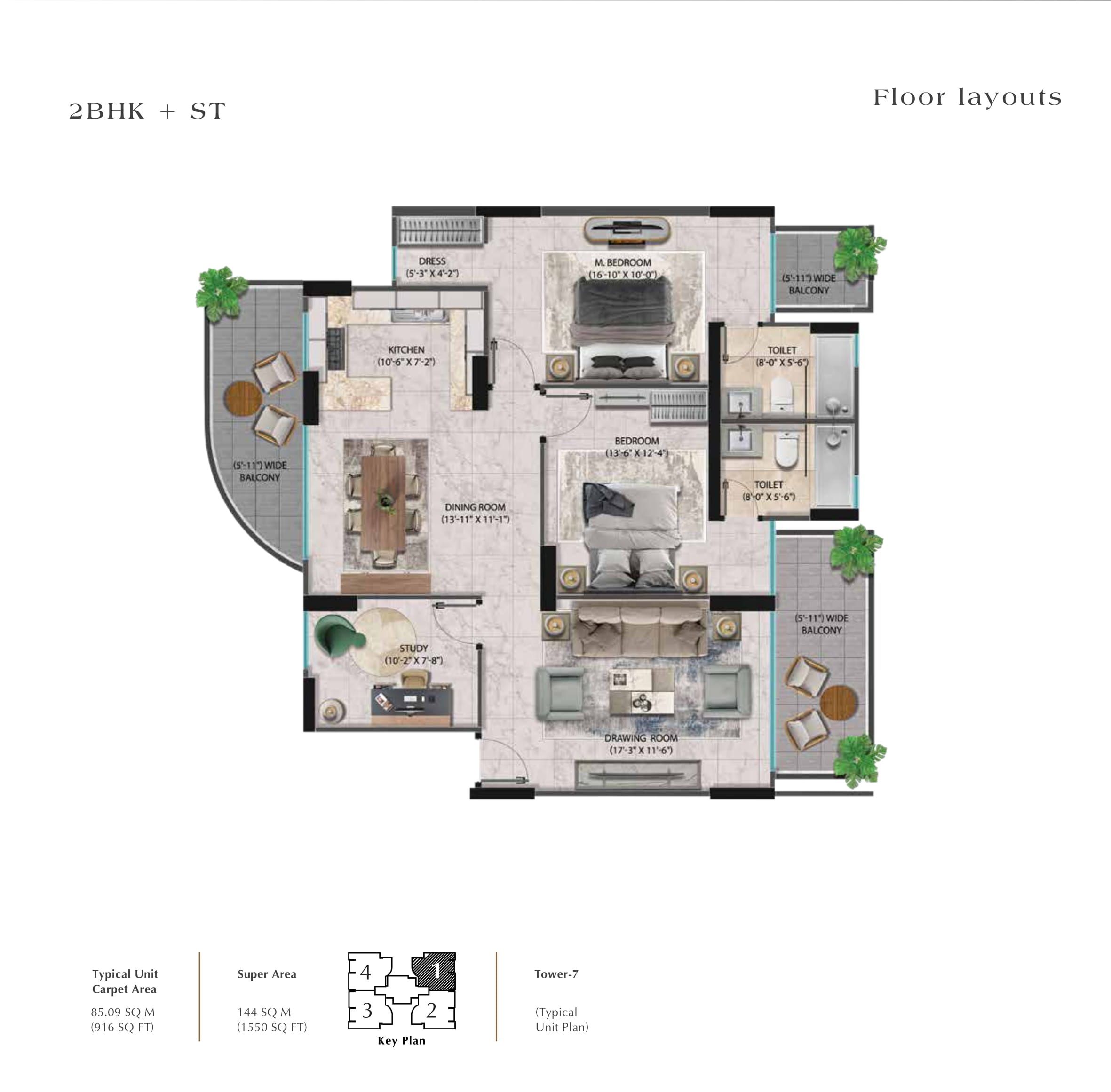 Pareena Coban Unit plan - 920 sq.ft.
