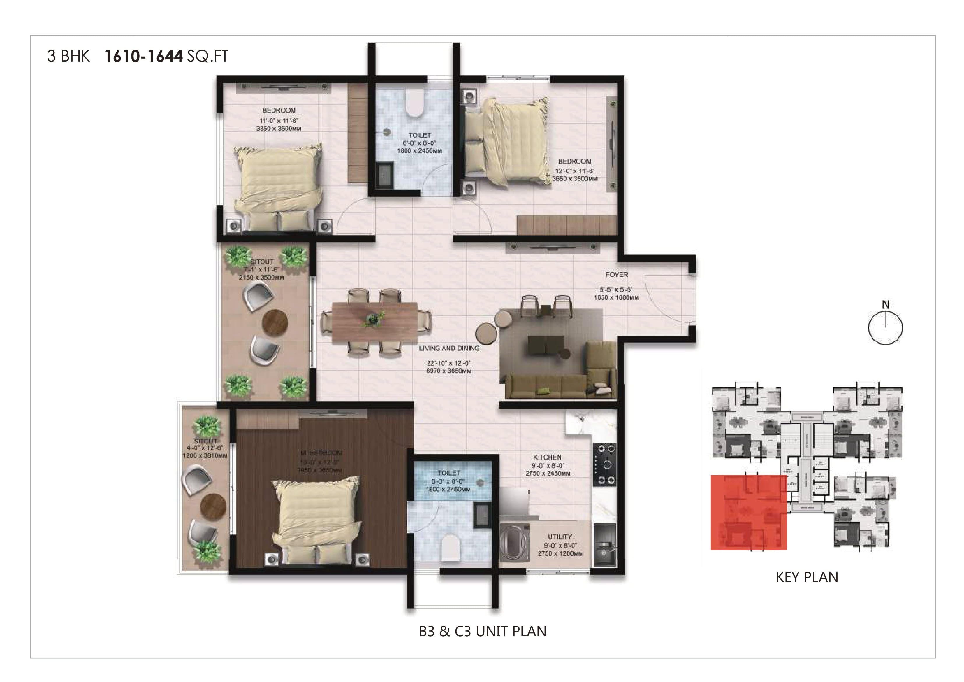 Amberstone Ventara Unit plan - 996 sq.ft.