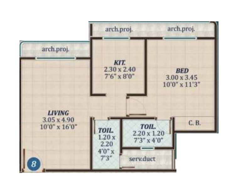 JVM Corner Stone Unit plan - 454 sq.ft.