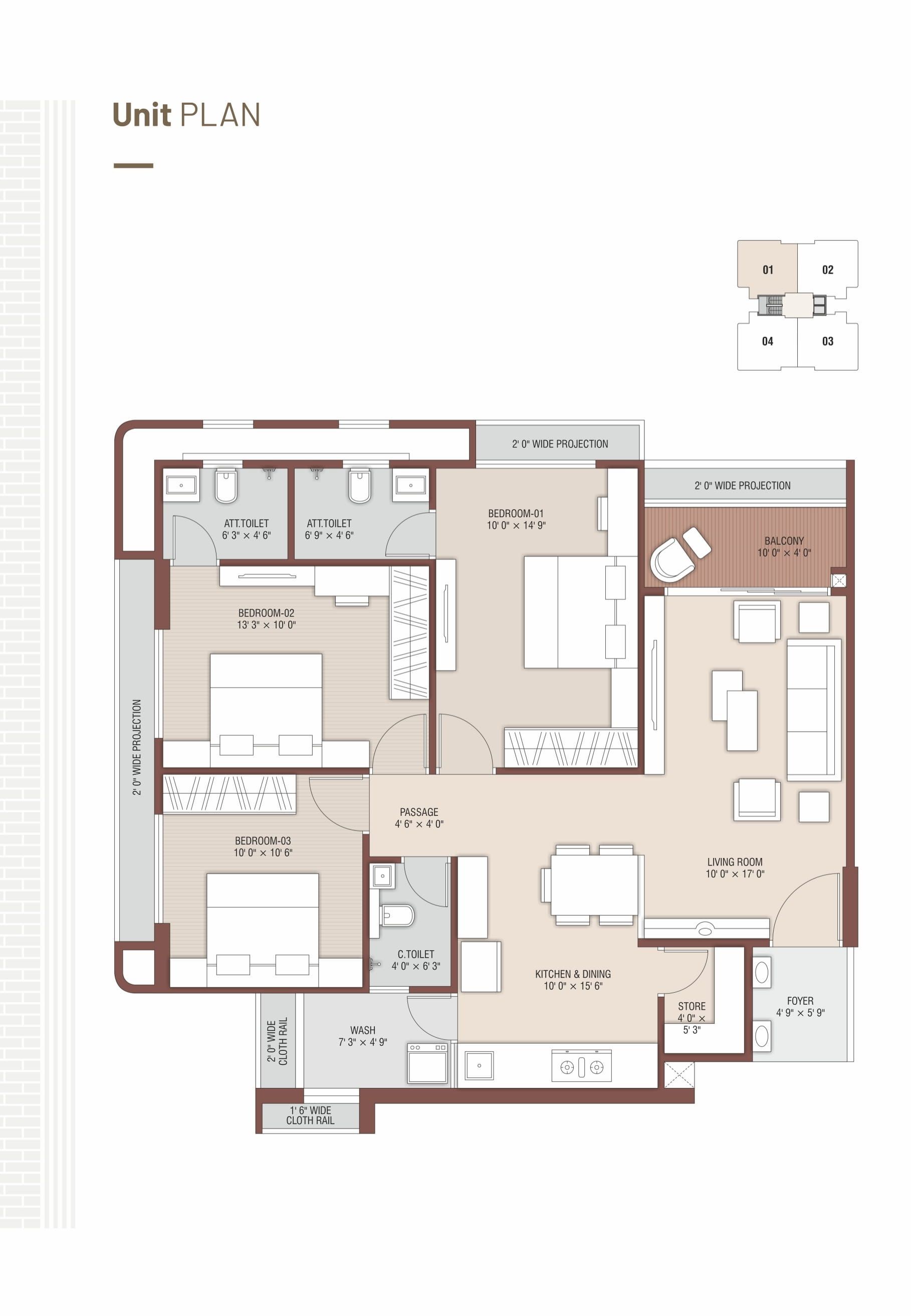 Aarat Vishvam Enclave Unit plan - 1862 sq.ft.