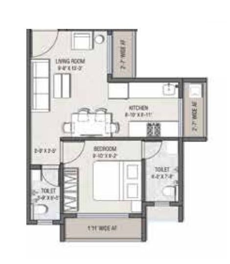 Nakshatra Nirvana Unit plan - 344 sq.ft.