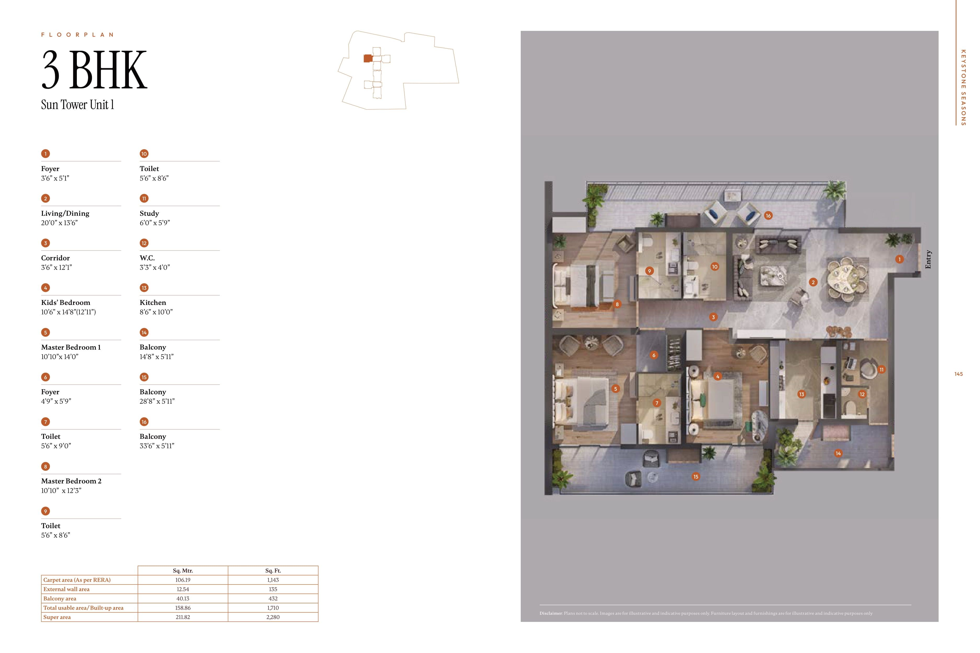 Unit plan - 1143 sq.ft.