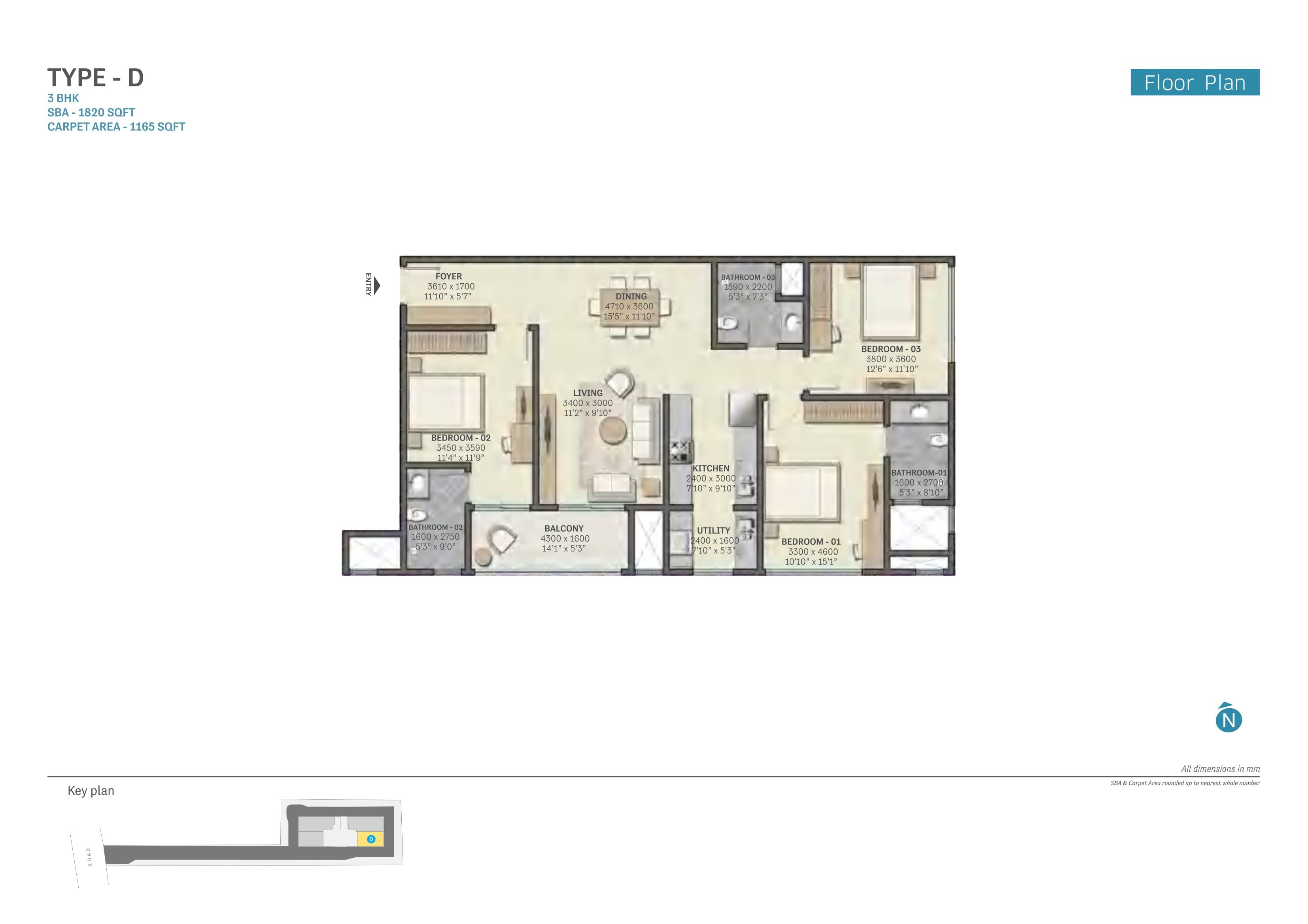 Unit plan - 1165 sq.ft.