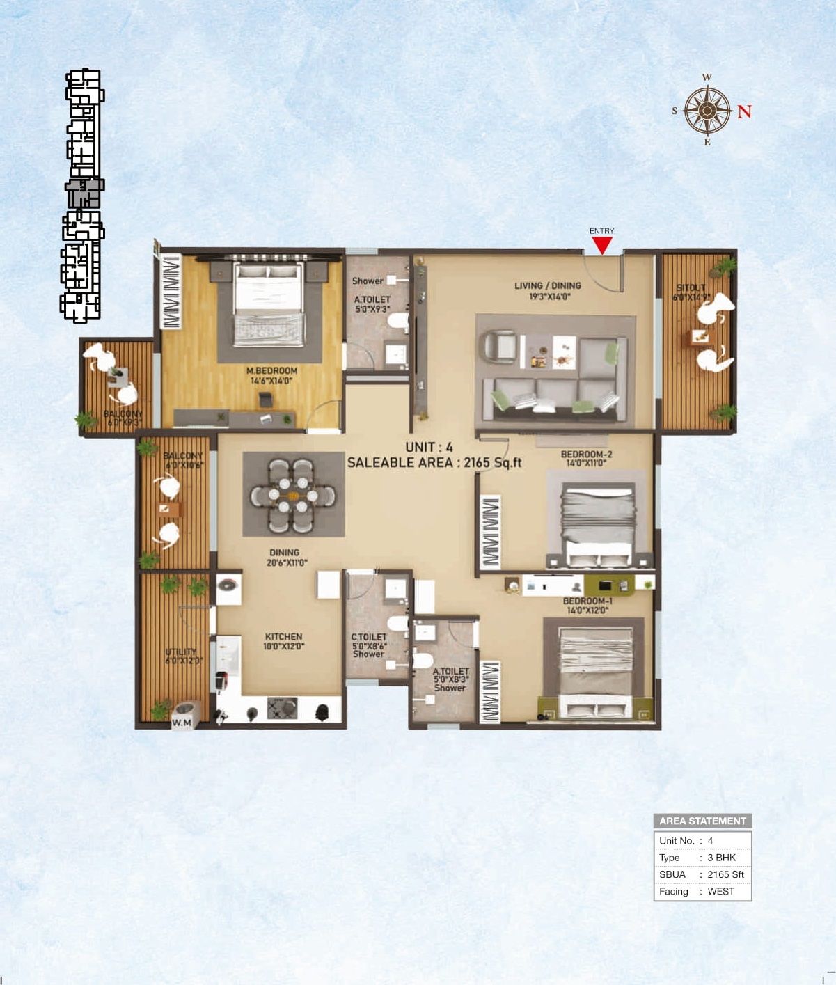 Unit plan - 1358 sq.ft.