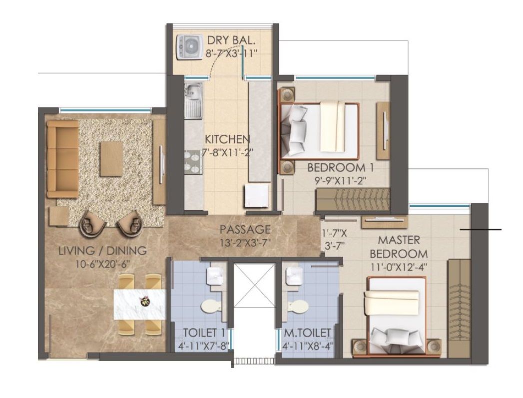 Unit plan - 750 sq.ft.