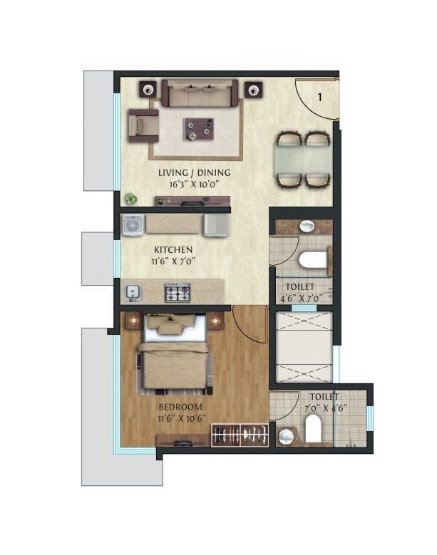 Crescent Nexus Unit plan - 449 sq.ft.