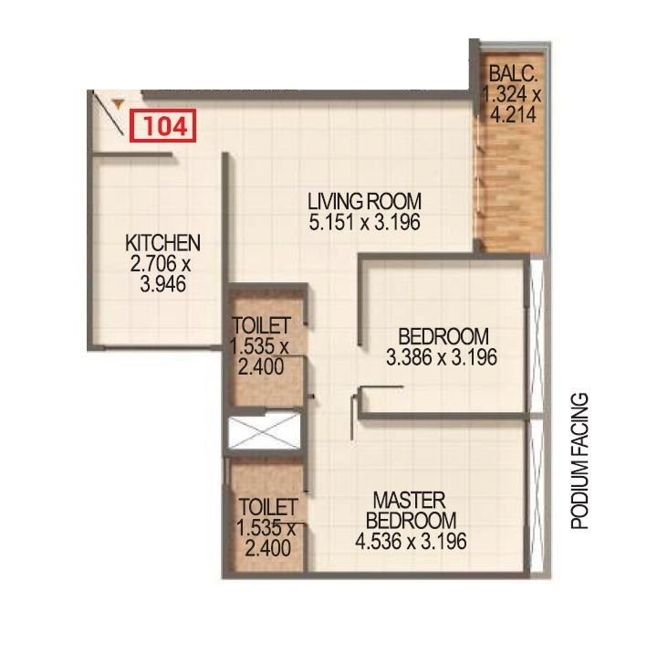 Kumar Palmspring Unit plan - 834 sq.ft.