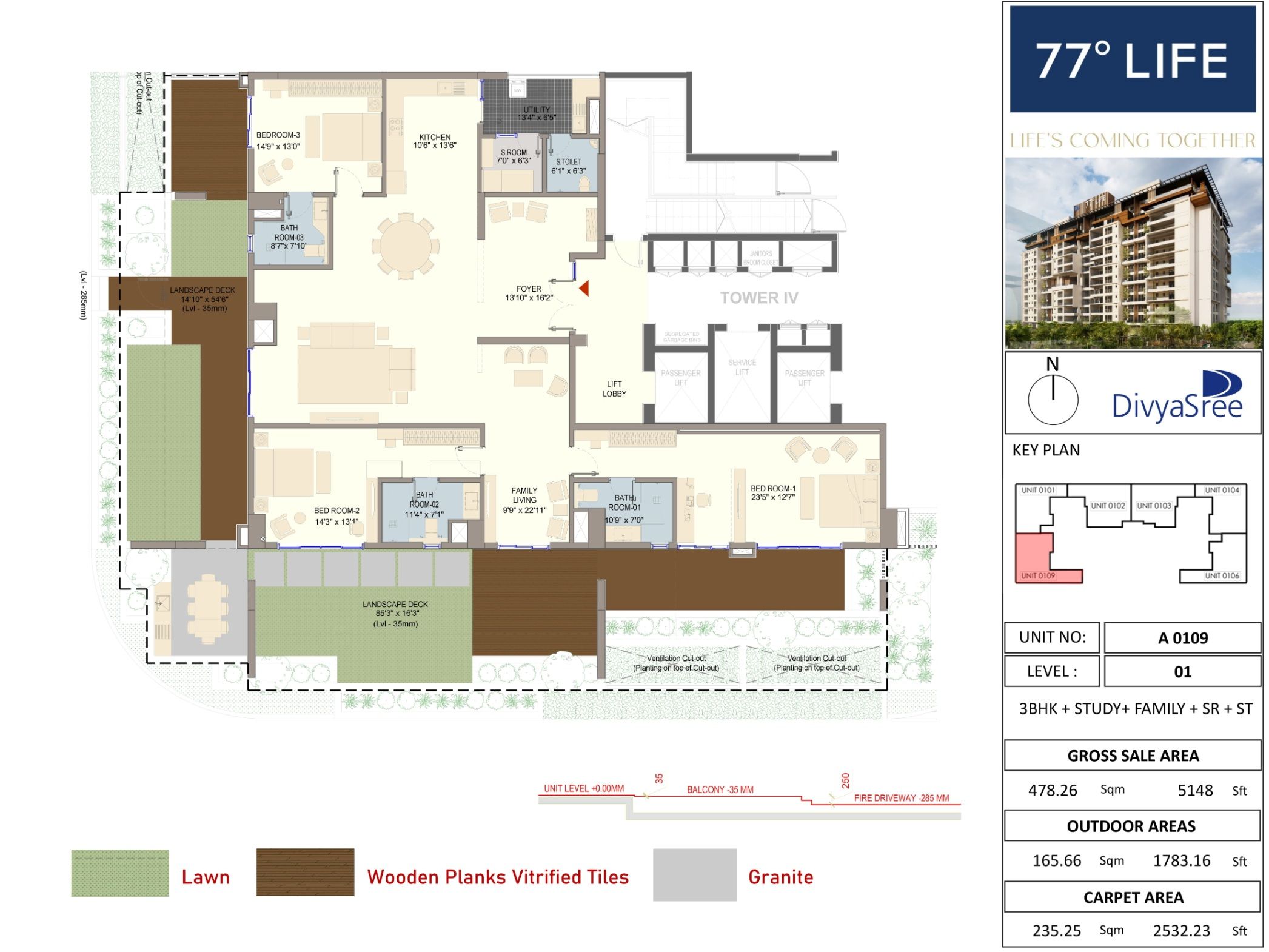 Divyashree 77 Life Unit plan - 2532 sq.ft.