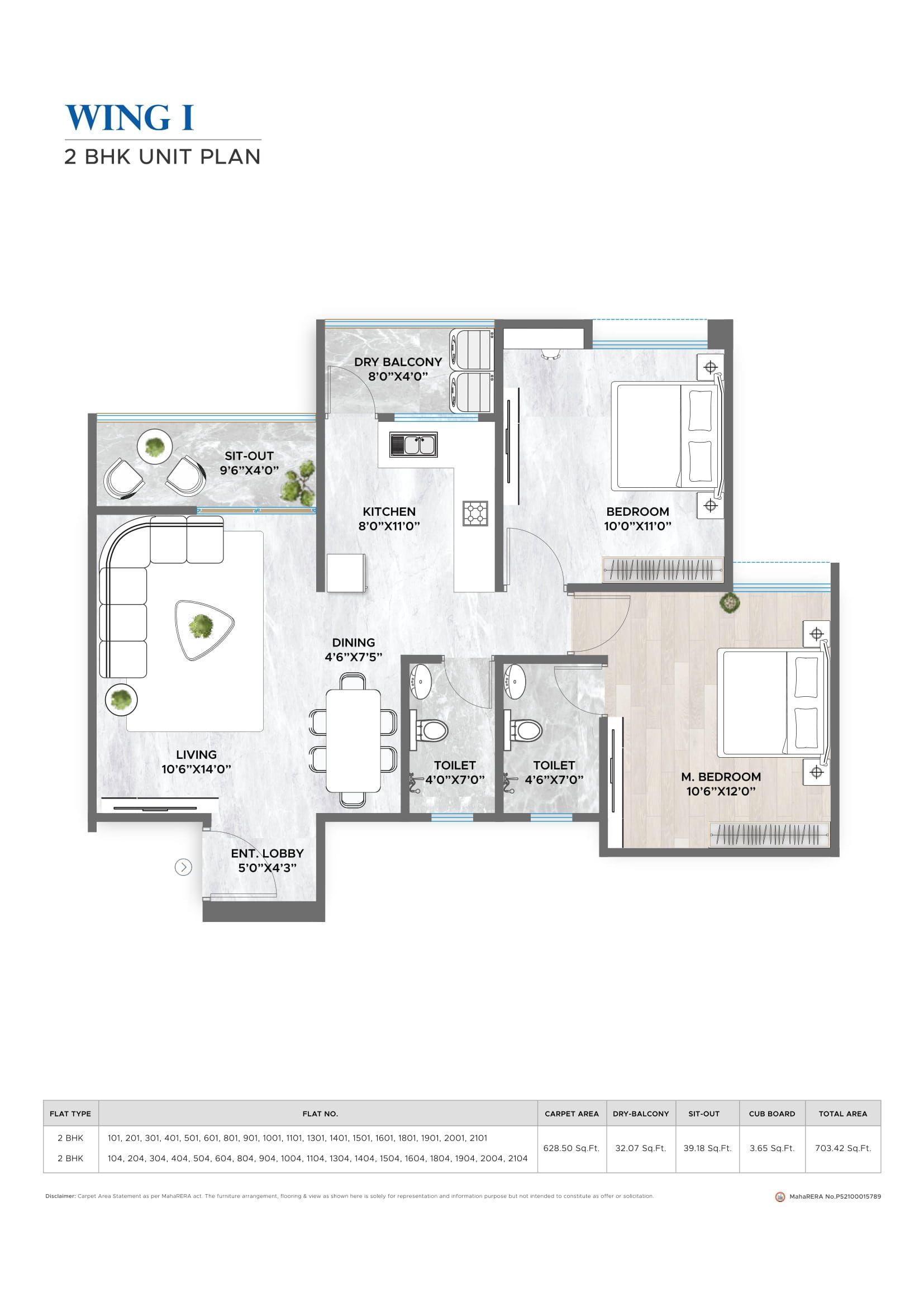 Dynamic Avante Phase 2 Unit plan - 703 sq.ft.