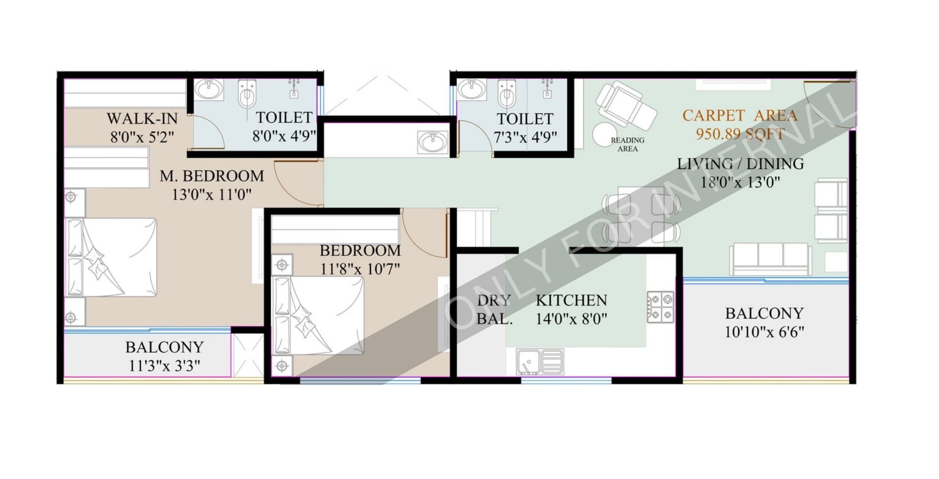 Unit plan - 950 sq.ft.