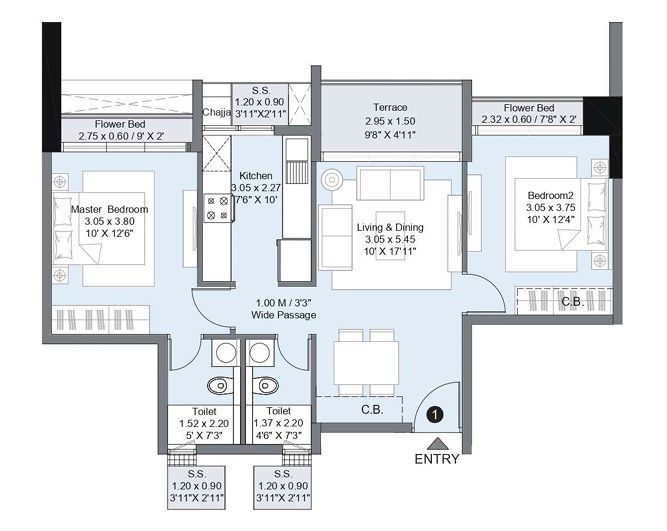 Unit plan - 740 sq.ft.