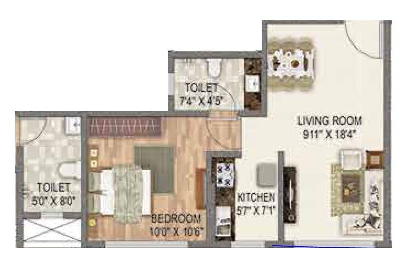 Unit plan - 444 sq.ft.