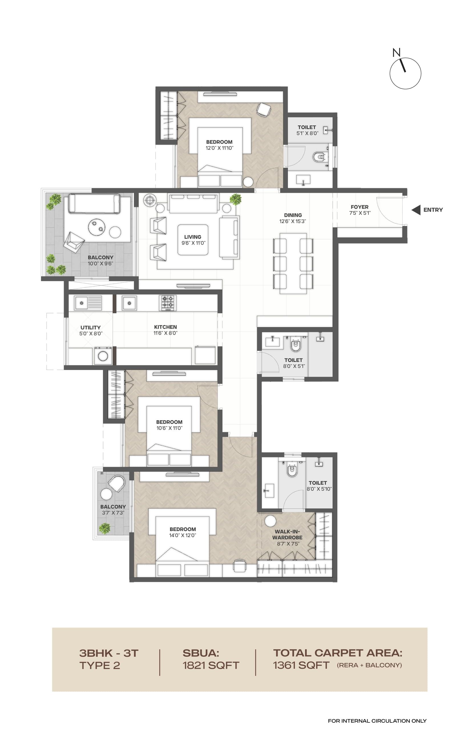 Assetz Ren & Rei Unit plan - 1226 sq.ft.