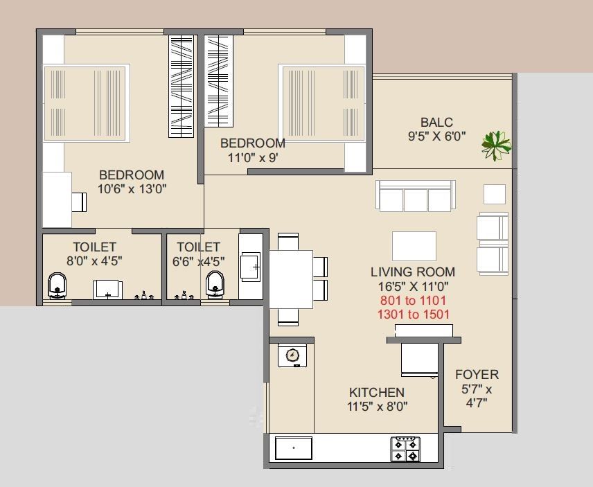 Unit plan - 703 sq.ft.