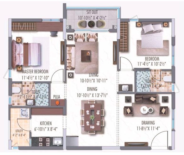 Unit plan - 927 sq.ft.