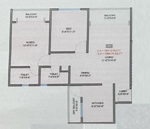 Infini Jagtap City Unit plan - 764 sq.ft.