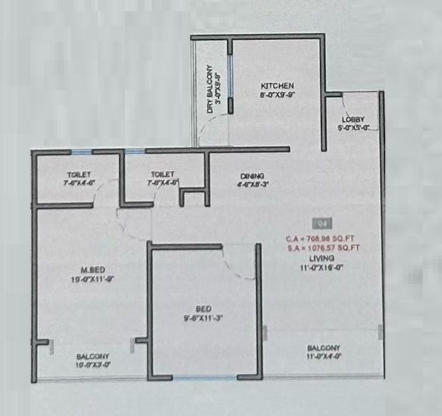 Infini Jagtap City Unit plan - 769 sq.ft.