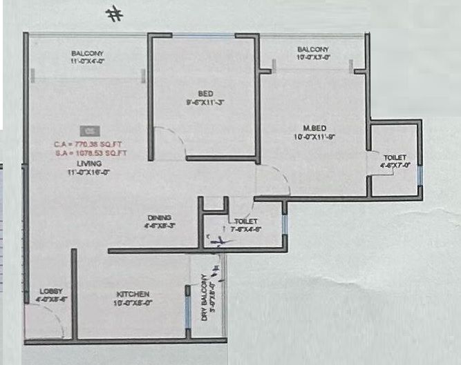 Infini Jagtap City Unit plan - 770 sq.ft.