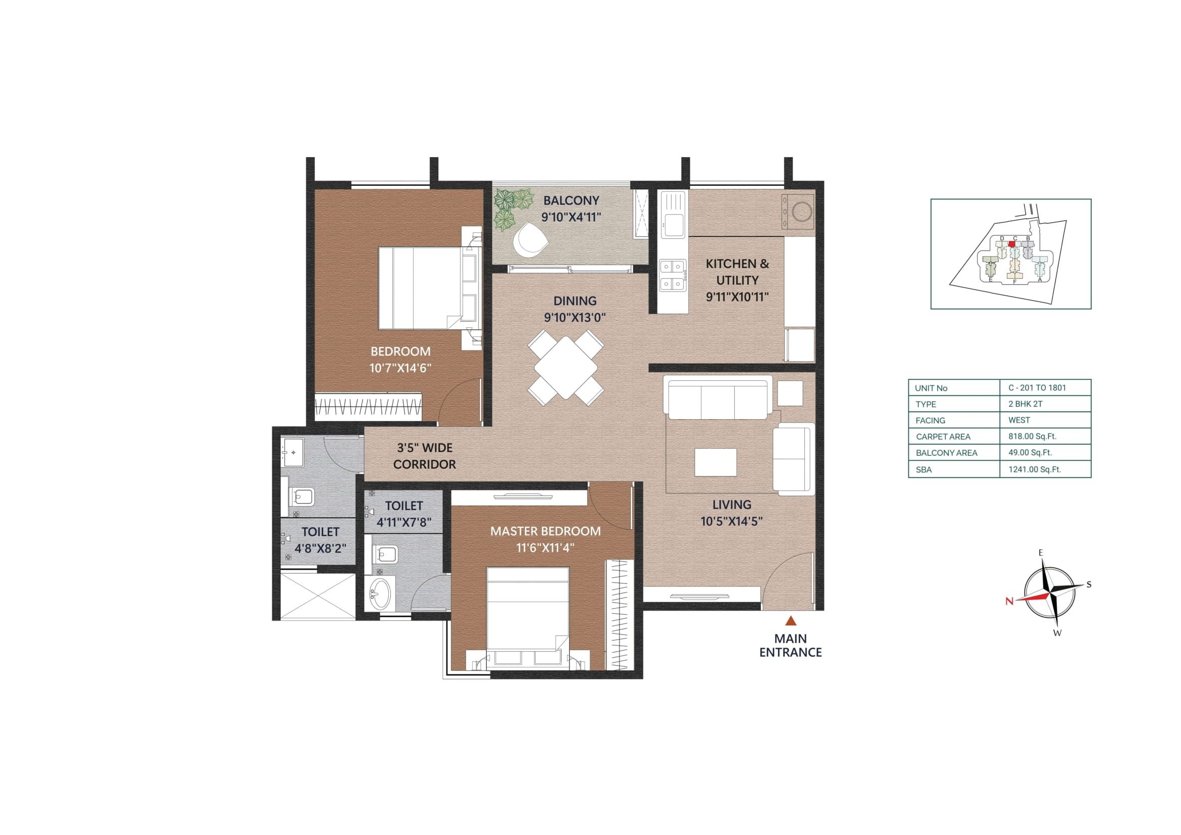 Unit plan - 868 sq.ft.