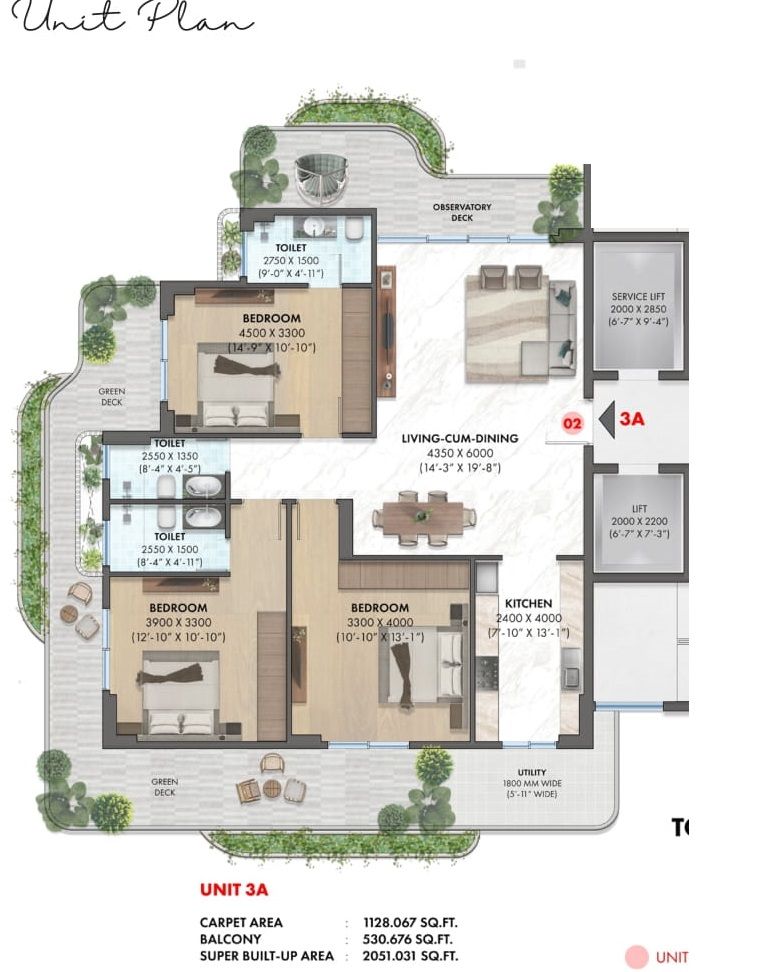 Unit plan - 1128 sq.ft.