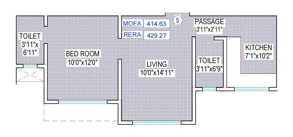 Skyla Krishna Kripa Unit plan - 430 sq.ft.