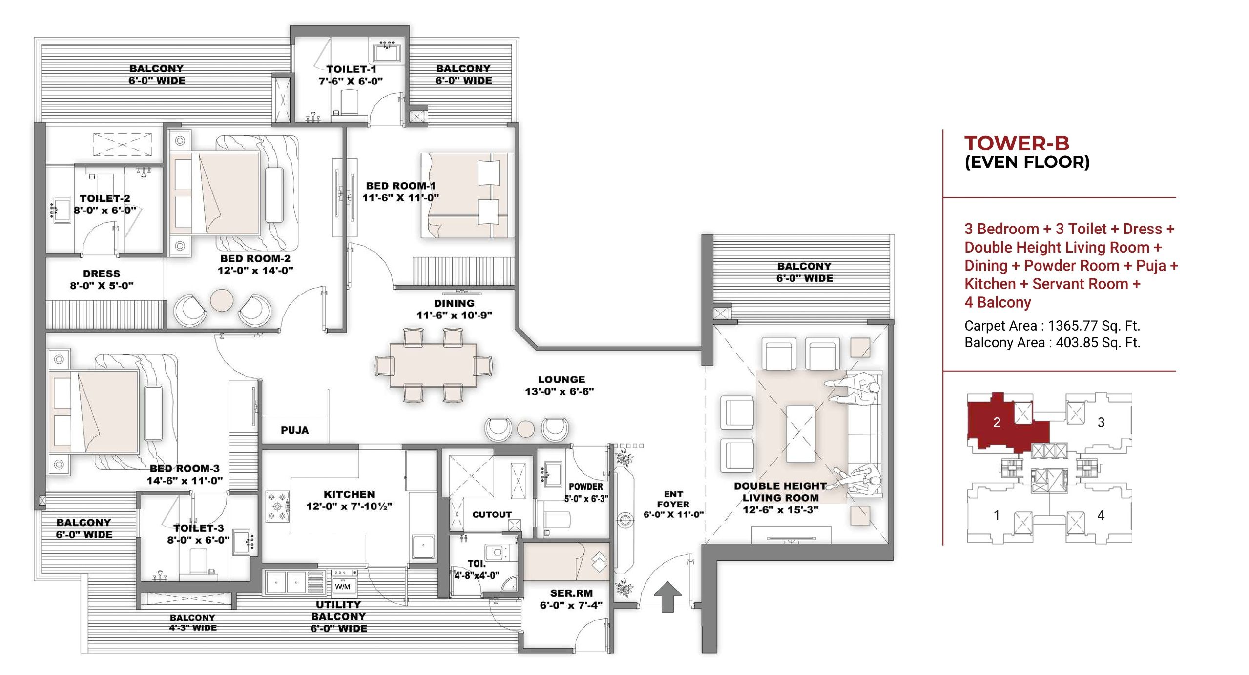 Unit plan - 1365 sq.ft.