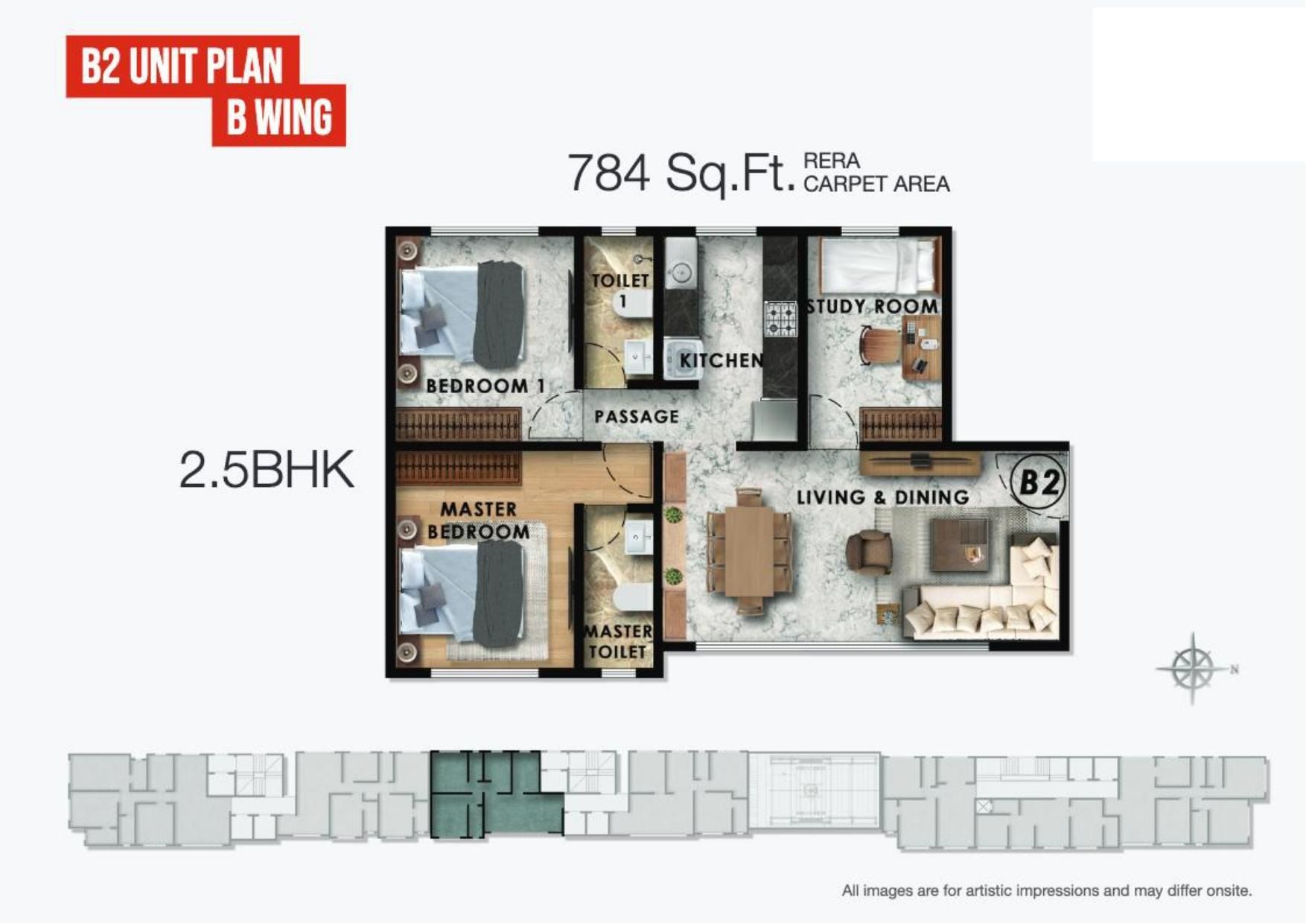 Unit plan - 784 sq.ft.
