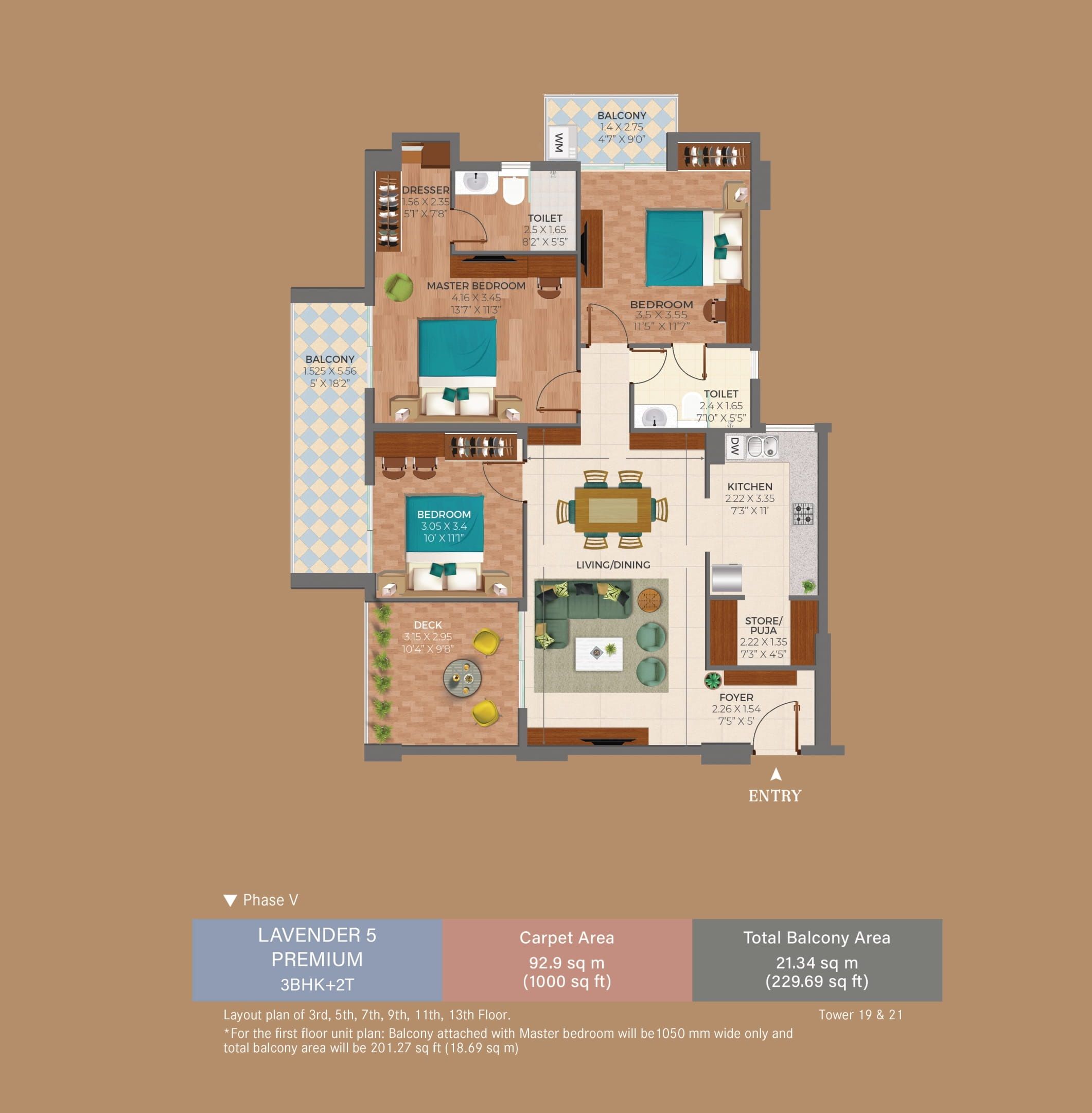 Unit plan - 1000 sq.ft.