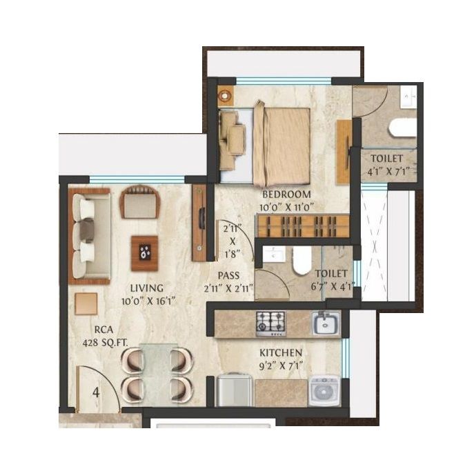 Unit plan - 428 sq.ft.
