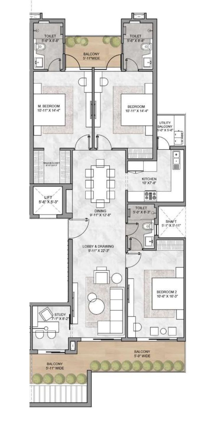 Unit plan - 1350 sq.ft.