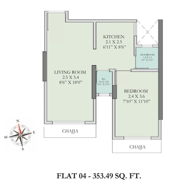 VKLal Hari Phase 1 Unit plan - 353 sq.ft.