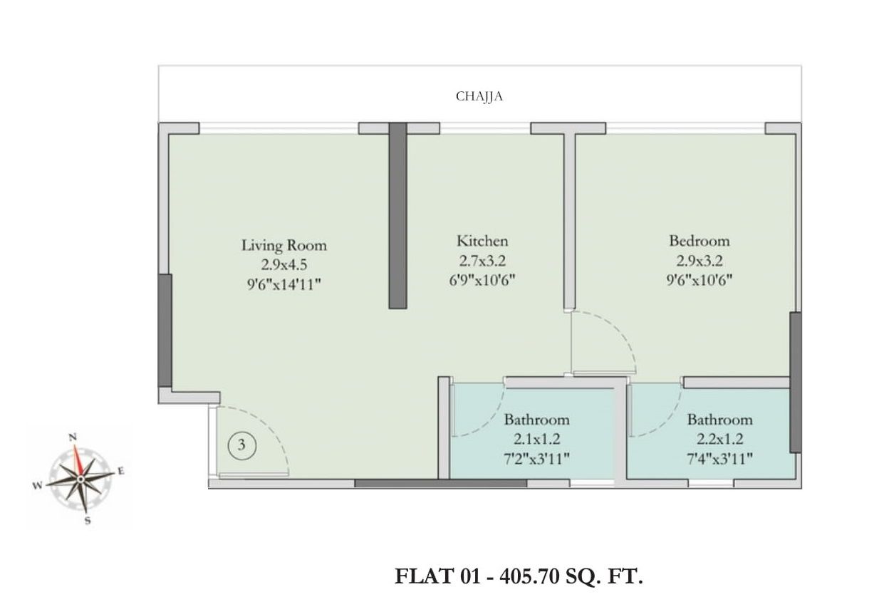 VKLal Hari Phase 1 Unit plan - 405 sq.ft.