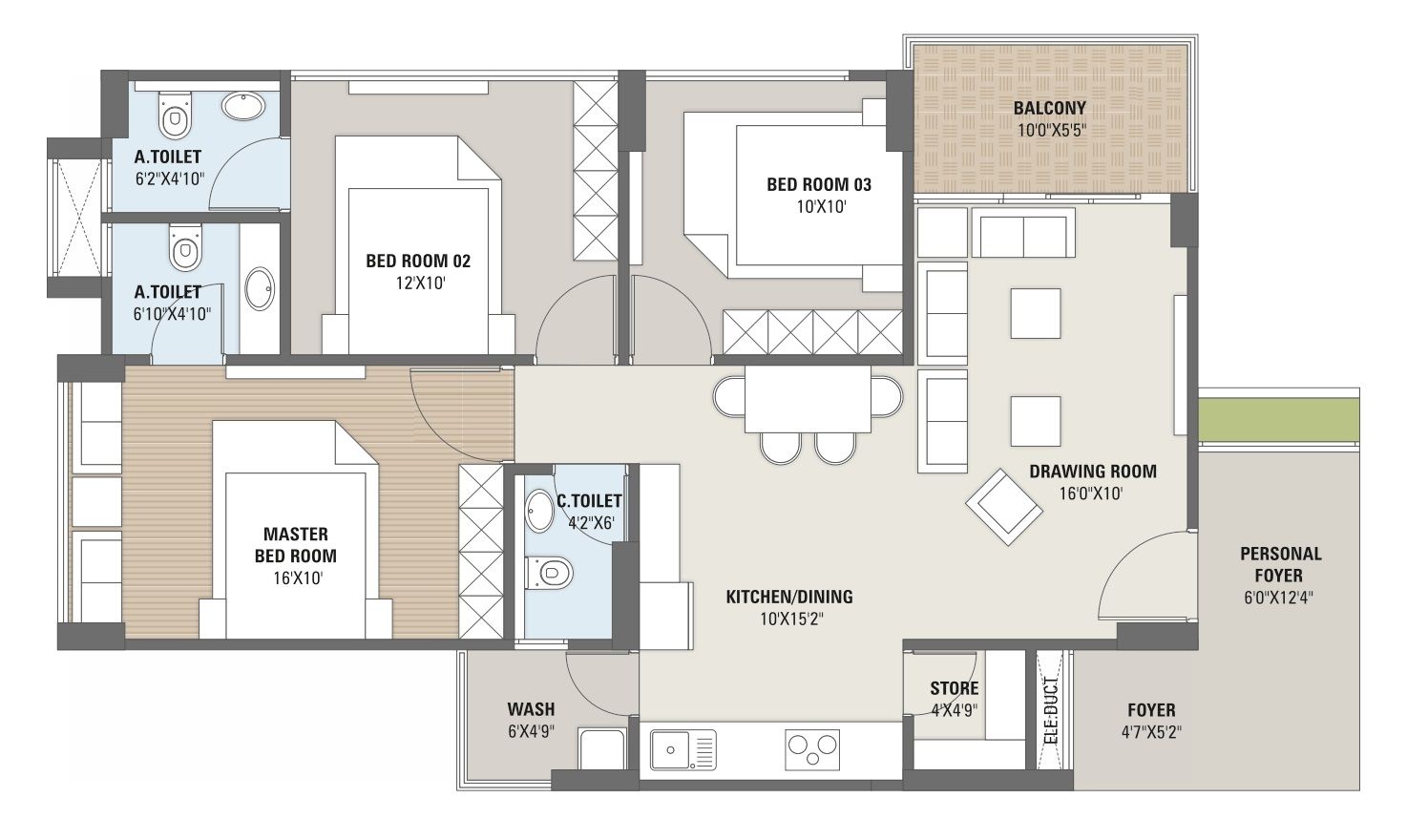 Unit plan - 1070 sq.ft.