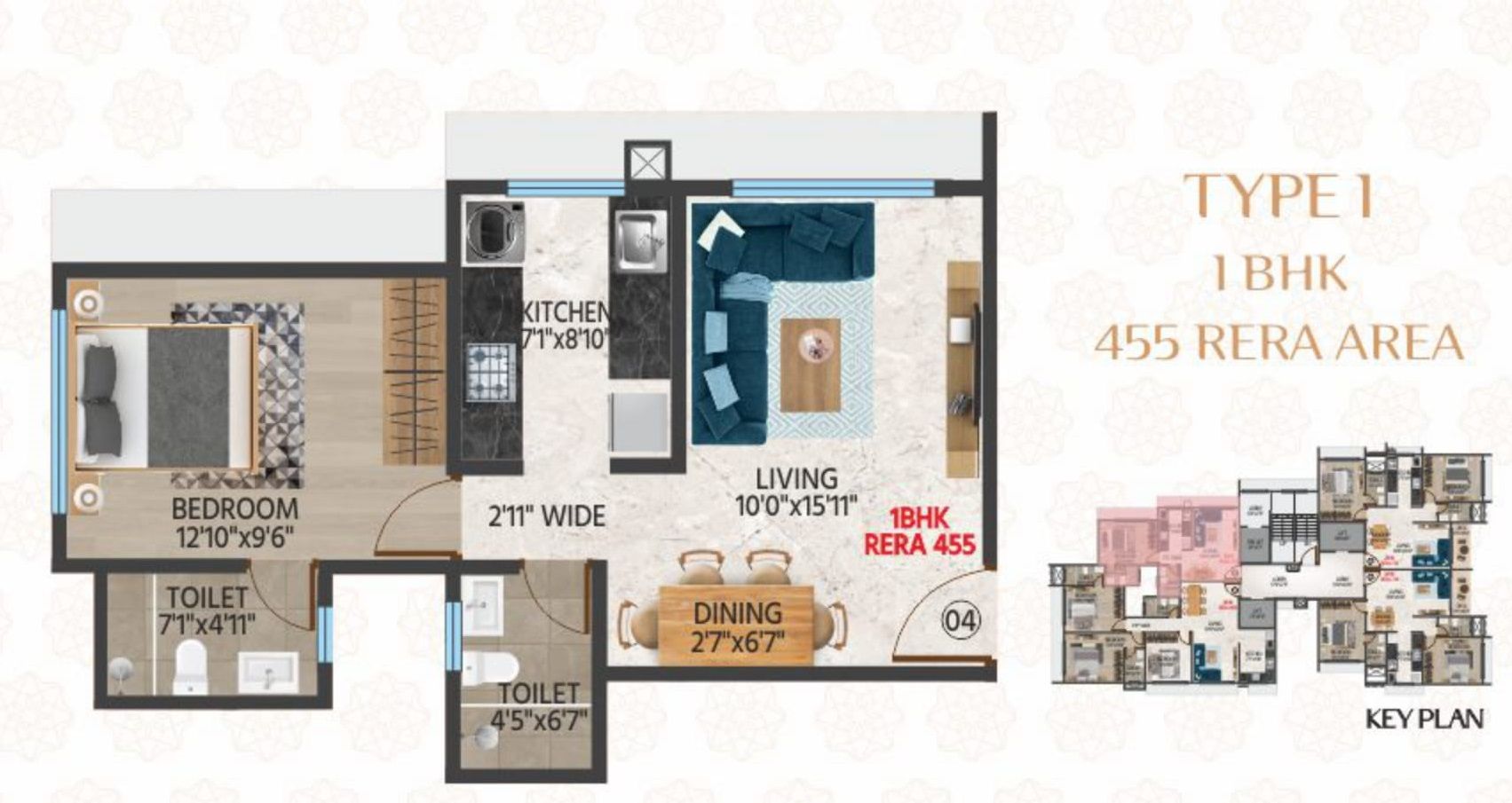 Samarpan Om Shri Jagannath Unit plan - 455 sq.ft.