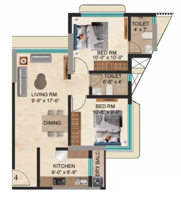 Unit plan - 583 sq.ft.