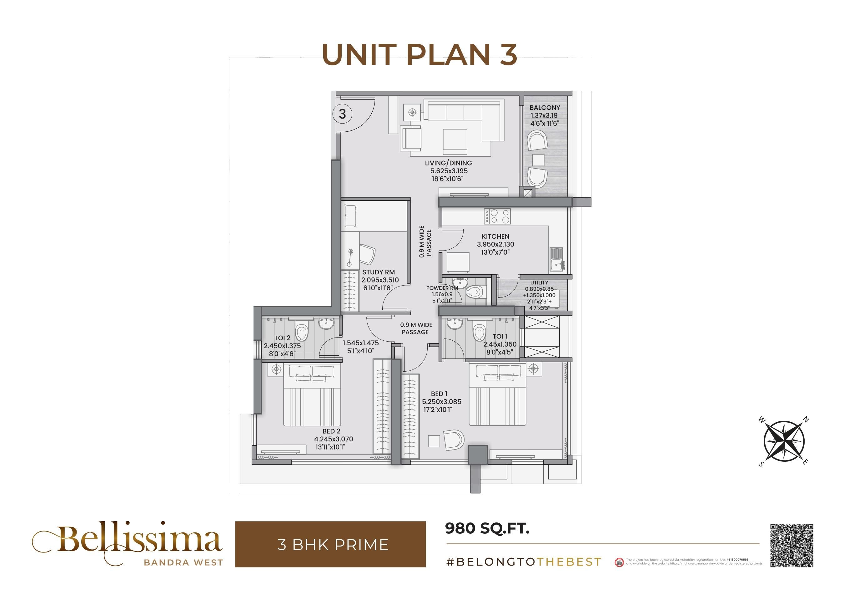 Unit plan - 980 sq.ft.