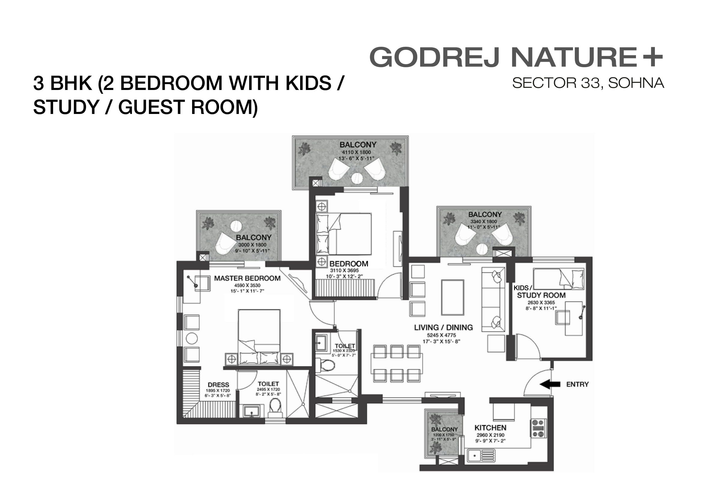 Godrej Nature Plus Unit plan - 927 sq.ft.