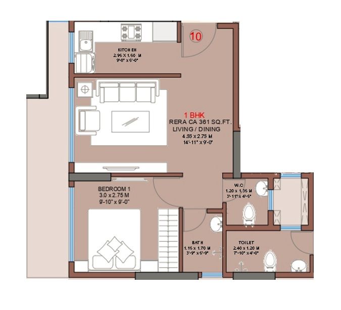 Unit plan - 361 sq.ft.