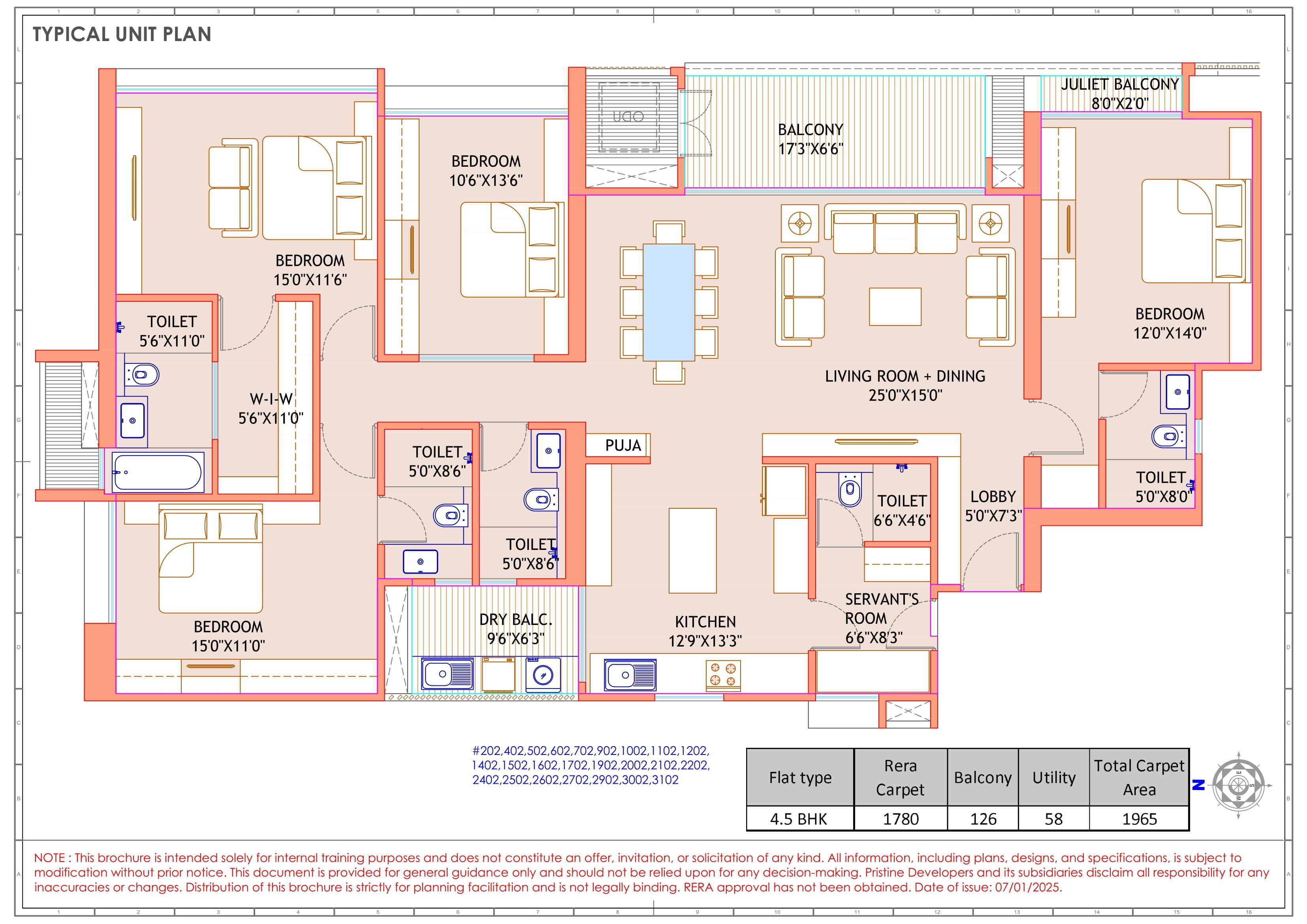 Pristine Lords Unit plan - 1554 sq.ft.