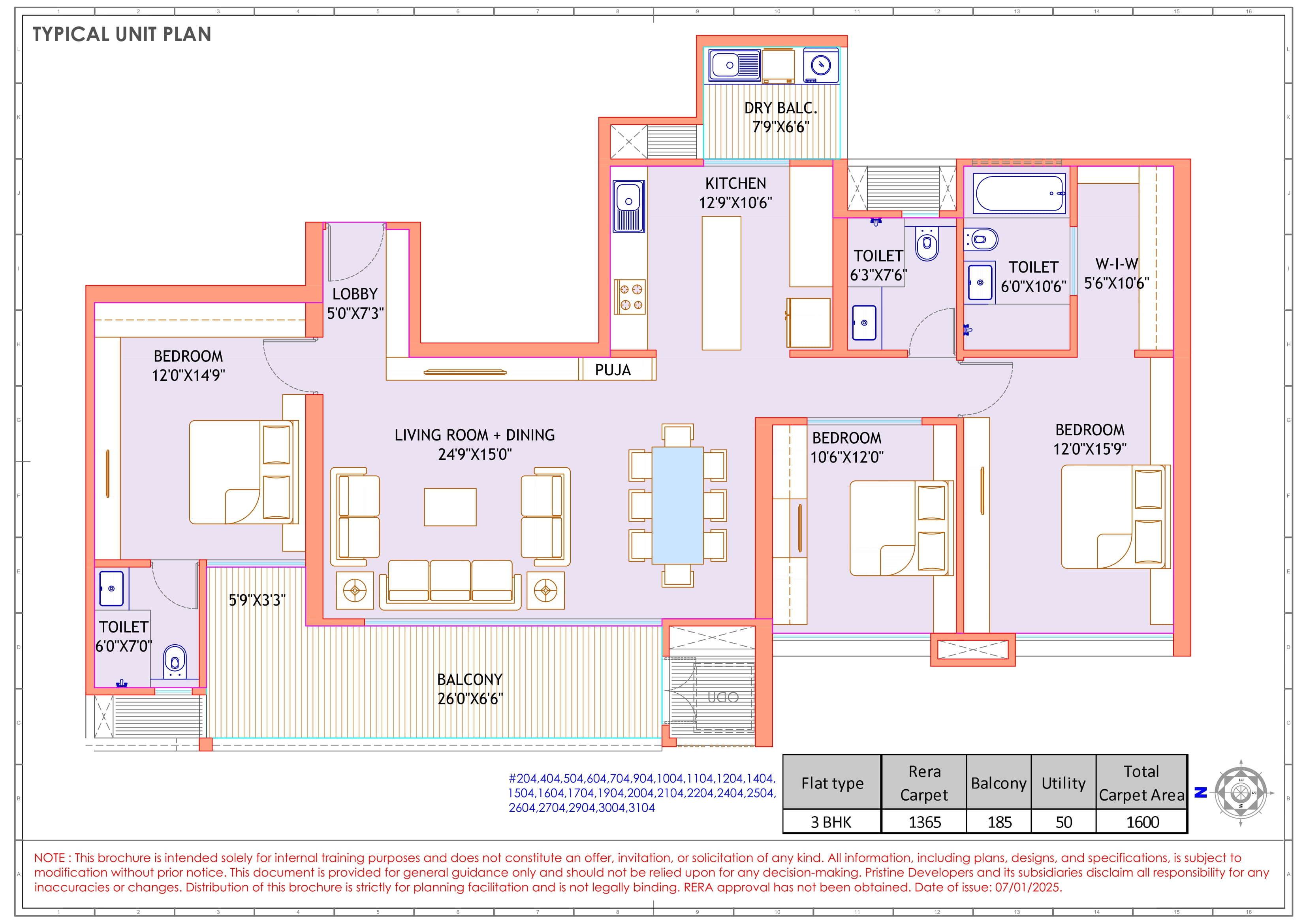 Pristine Lords Unit plan - 1600 sq.ft.