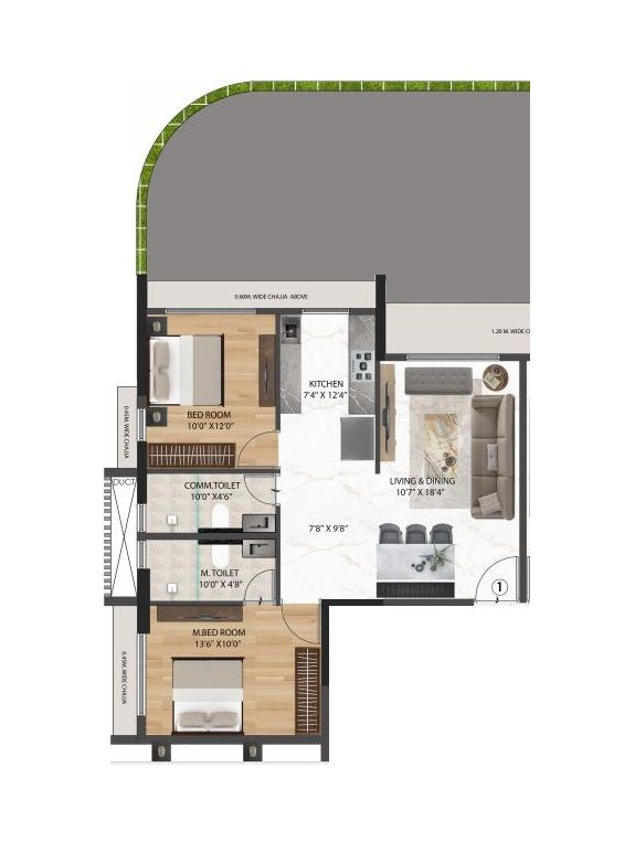 Unit plan - 744 sq.ft.