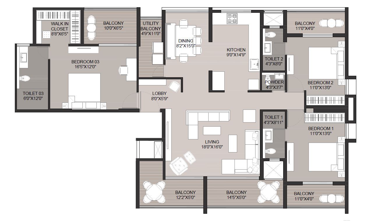 33 West Avenue Unit plan - 1737 sq.ft.