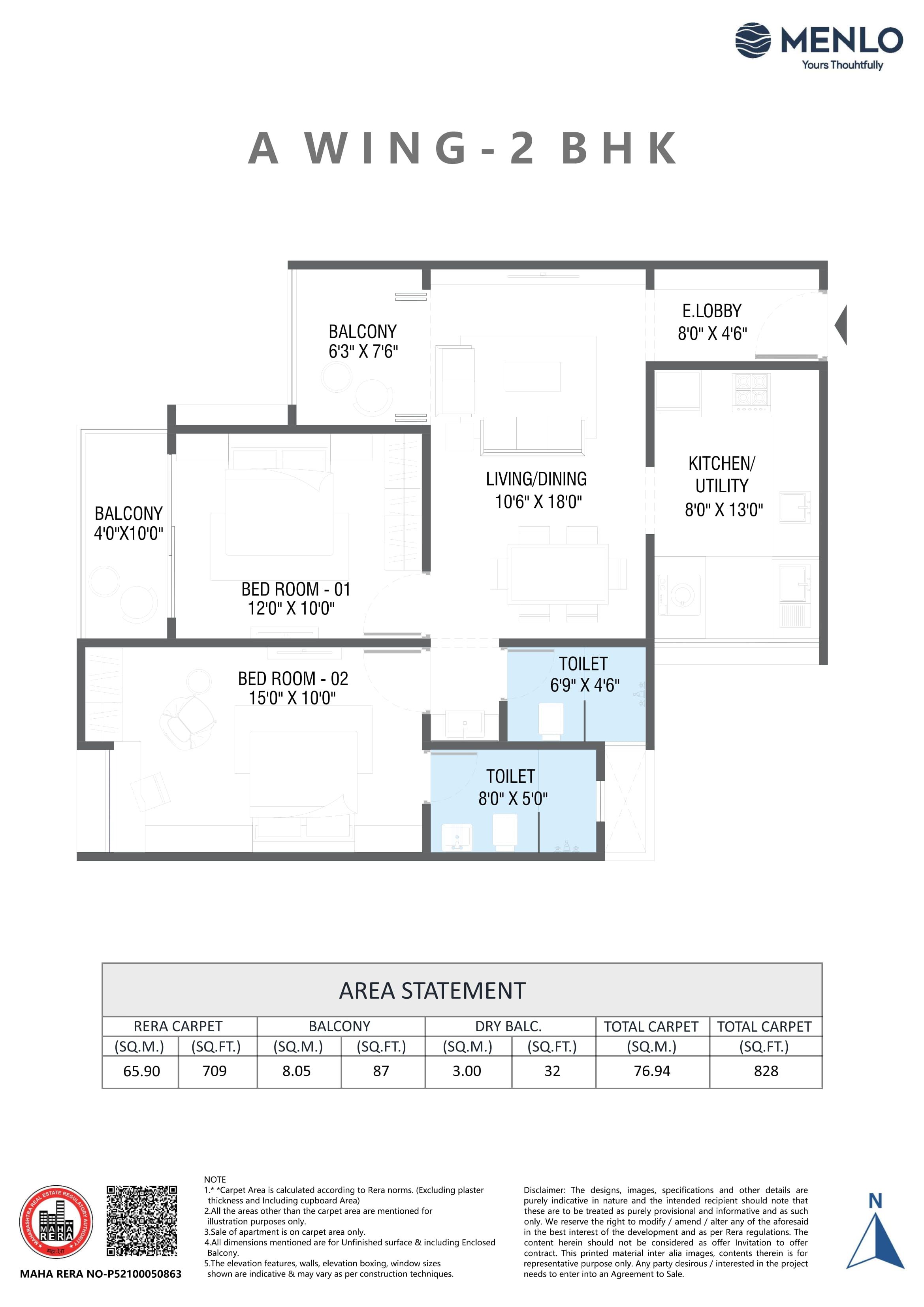 Unit plan - 828 sq.ft.